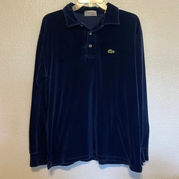 Izod | Shirts | Vintage Izod Lacoste Shirt Navy Blue Velour Large 